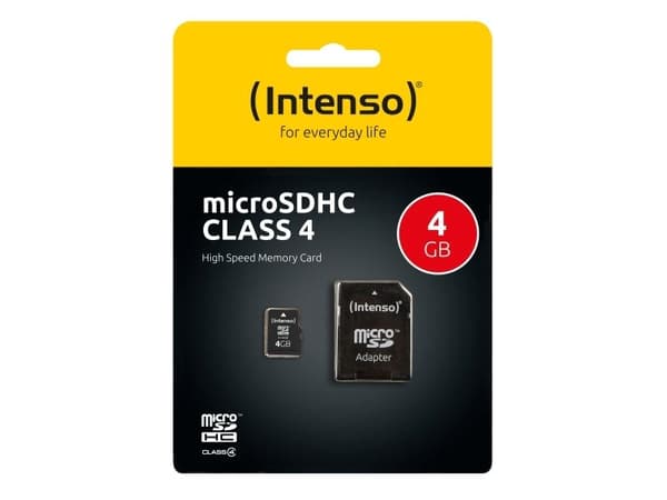 Intenso - Flashminnekort (microSDHC til SD-adapter inkludert) - 4 GB - microSDHC