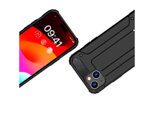 iPhone 15 Plus Hybrid Armor-skal - svart