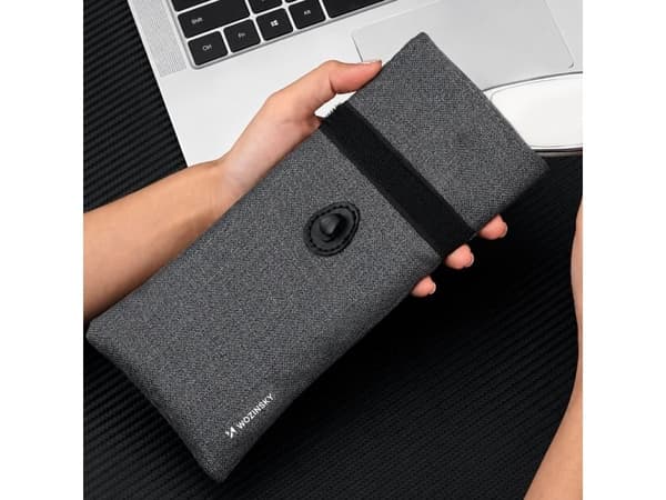 Wozinsky WPB-R12 RFID Blocking Phone Case with Flap and String 21.5x12 cm - Gray