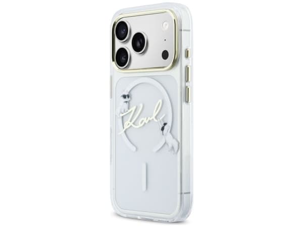 Karl Lagerfeld IML Choupettes Karl Script Logo MagSafe Case for iPhone 17 Pro Max - Clear