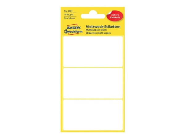 Etikett Avery 3081 vit 76x39 mm