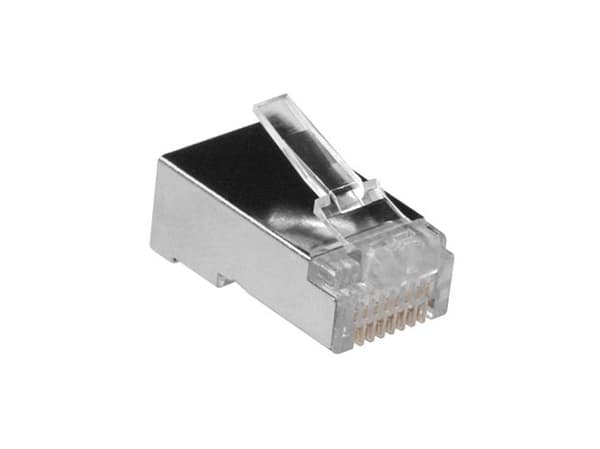 ACT RJ45 (8P/8C) shielded modulaire connector for round cable with solid conductors. Suitable for: Solid cable Rj45 plug cat3 shielded round (TD108B)