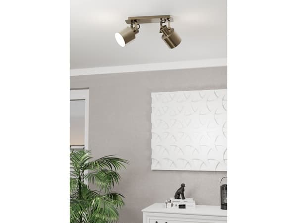 EGLO SOUTHERY spottskinne 2L E27 creme/gull/hvit