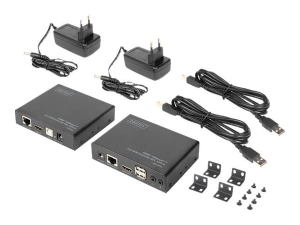 DIGITUS DS-55505 - Extender Set - KVM / lyd / USB-utvider - HDBaseT 2.0 - USB - opp til 100 m