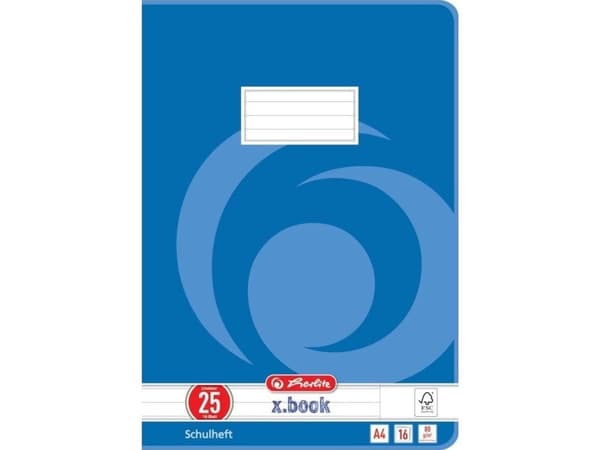 Herlitz 3322500, Blå, 16 ark, Linjerat papper, A4, Häftning, papper