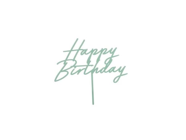 Mintgrøn kagepynt Happy Birthday