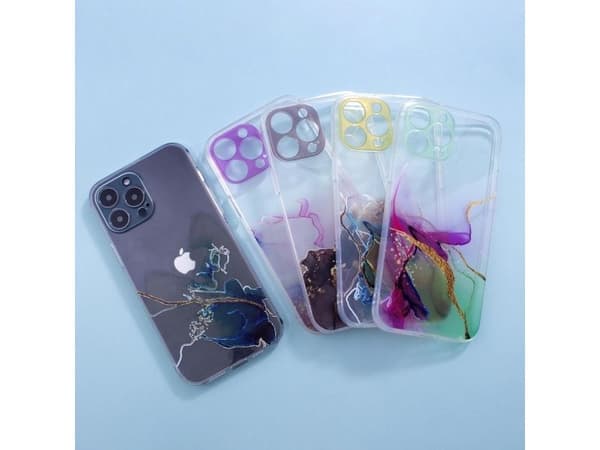 Marble-deksel til iPhone 12 Pro gel-deksel marmorblå