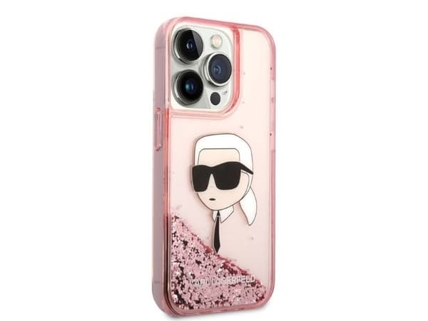 Karl Lagerfeld Glitter Karl's Head-skal för iPhone 14 Pro Max - rosa