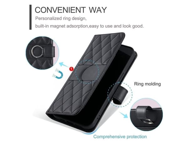 Samsung Galaxy A37 5G Leather Wallet Case with Stand and Shoulder Strap - Black