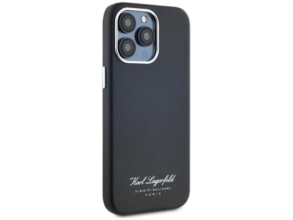 Karl Lagerfeld Grained PU Hotel RSG-deksel til iPhone 15 Pro Black