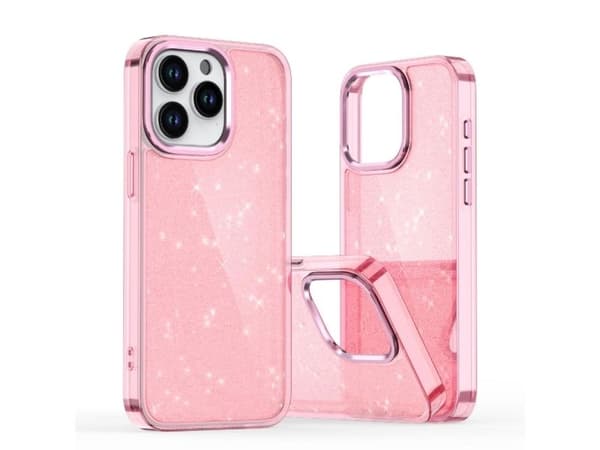 Glitterfodral för iPhone 16 - rosa med glitter
