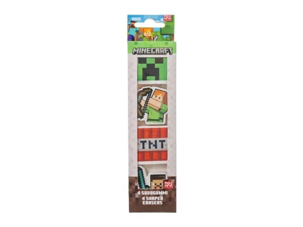 Minecraft viskelær, 4-pak i eske