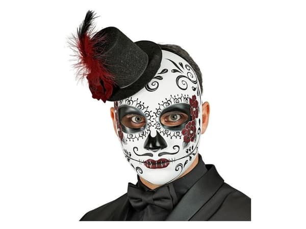 De dødes dag halvmaske med minihat