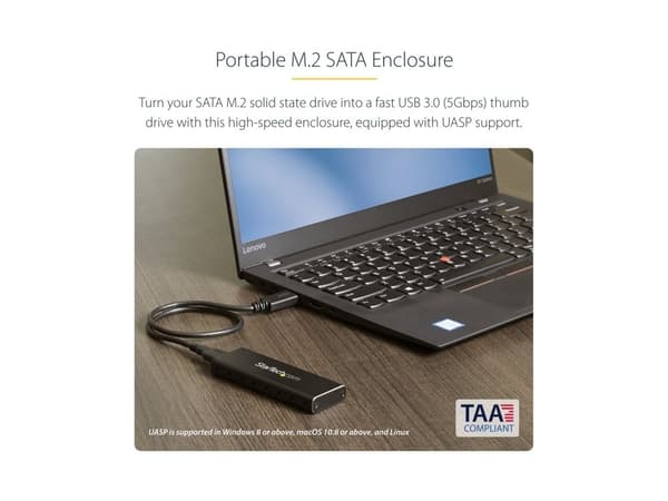 StarTech.com SM2NGFFMBU33, SSD-kotelo, M.2, M.2, 6 Gbit/s, USB-liitettävyys, Musta