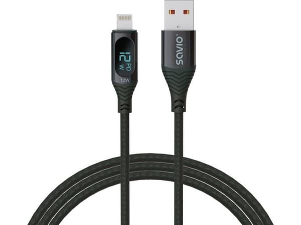 SAVIO CL-173 USB til Lightning-kabel 1m med digitalt display