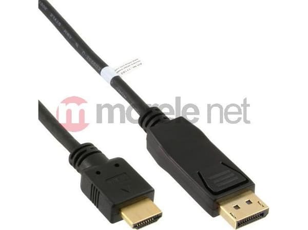 InLine 17182, 2 m, DisplayPort, HDMI, Gull, Sort, Hankjønn/hankjønn