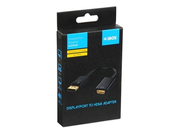 iBOX - Sovitinkaapeli - DisplayPort uros HDMI naaras - musta