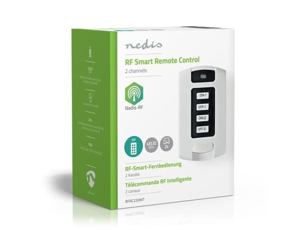 Nedis RFRC220WT, Universell, RF kabel-fri, Trykknapper, Sort, Hvit