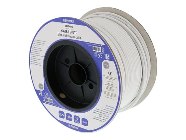 DELTACO - Bulkkabel - 100 m - UTP - CAT 6a - halogenfri, solid - vit