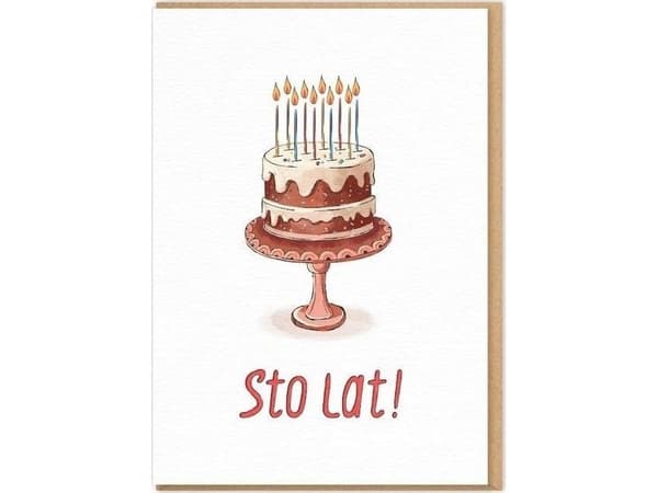 Nadwyraz.com Gratulasjonskort - Kake 100 år