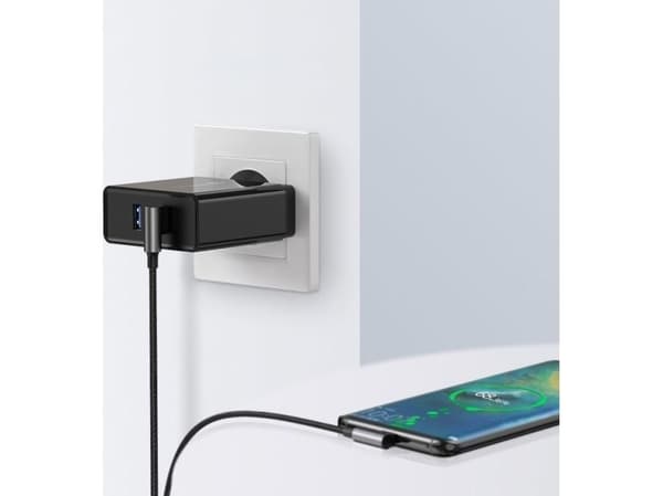 Ugreen USB-USB-C-kaapeli, kulmikas UGREEN US176, 3A, 0,5m (musta)