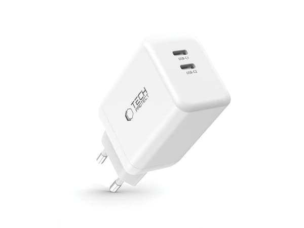 Tech-Protect NC45W-GAN 2-ports PD45W-lader - hvit