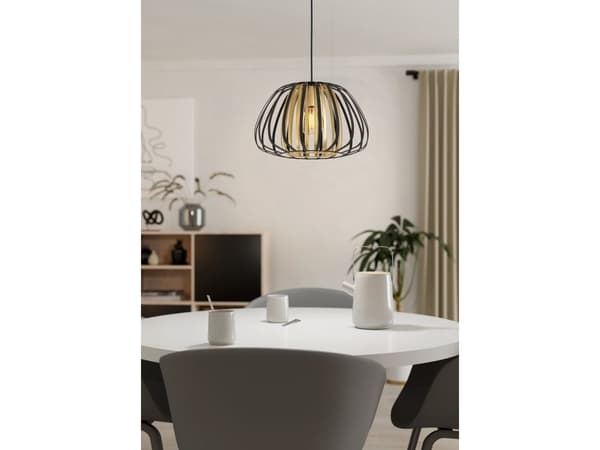 EGLO ENCINITOS pendel i sort med guldfarvet glas
