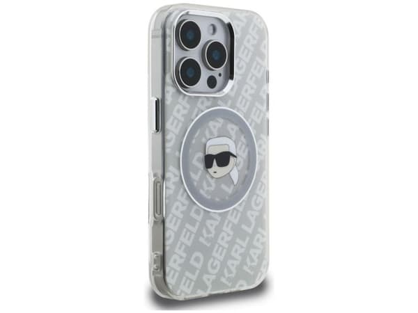 Karl Lagerfeld IML Karl Head-logo MagSafe-etui til iPhone 16 Pro Max - grå
