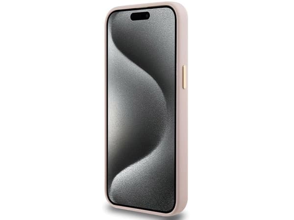 Guess silikon Script metallogga & ramskal för iPhone 15 Pro Max - rosa