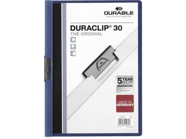 Universalmappe durable duraclip, 30 ark, sininen, a4