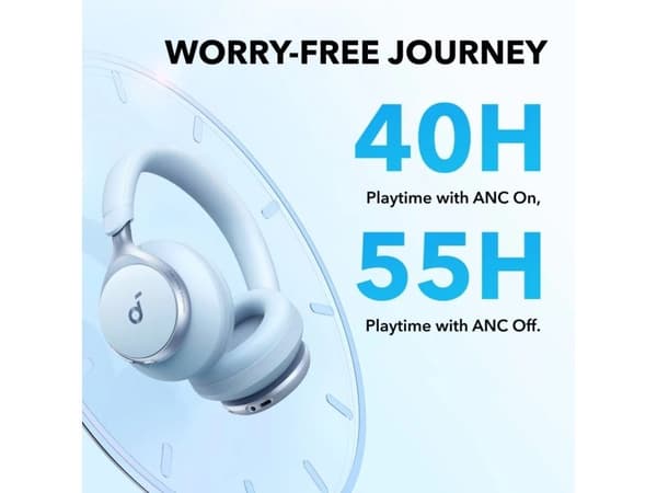 Soundcore Space One, Kabel & Trådlös, Samtal/musik, Headset, Blå