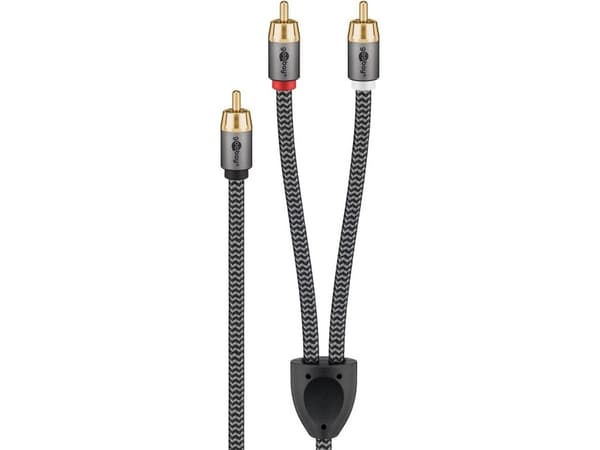 Goobay 65300, 2 x RCA, Hankjønn, RCA, Hankjønn, 2 m, Sort, Sølv
