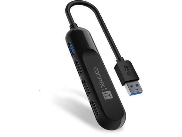 CONNECT IT USB-A hub USB 3.0, externí, cerný