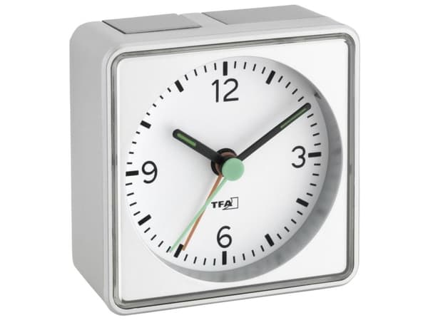 TFA Push - Väckarklocka - kvadrat - kvarts - skrivbord - silver