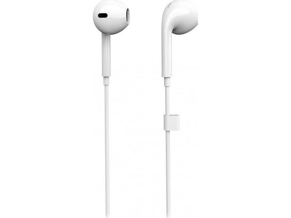 eSTUFF - Ørepropper med mikrofon - ørepropp - kablet - Lightning - hvit - for Apple iPhone (Lightning)