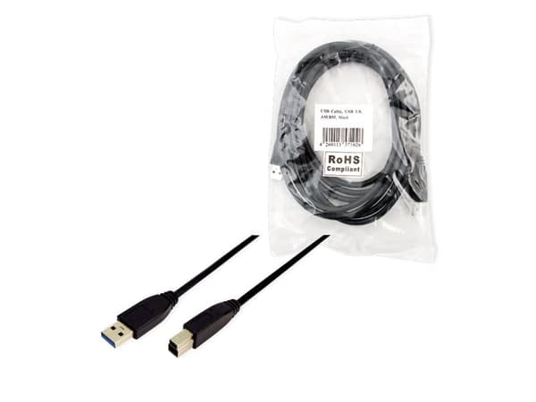 LogiLink 3m USB 3.0, 3 m, USB A, USB B, USB 3.2 Gen 1 (3.1 Gen 1), Hankjønn/hankjønn, Sort