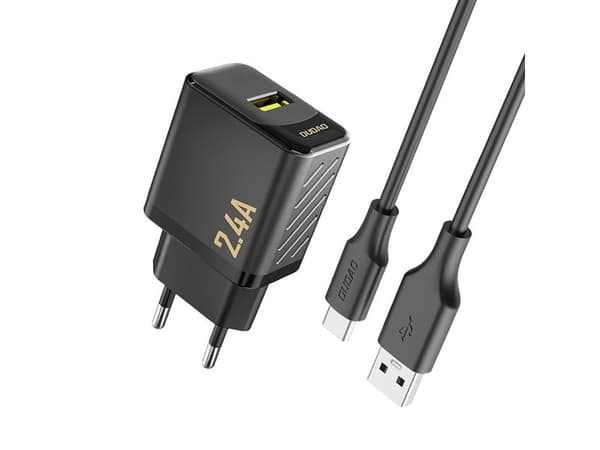 Dudao A23TEU Adapter 12Watt 1xUSB-A (1m USB-A to USB-C cable included) Sort