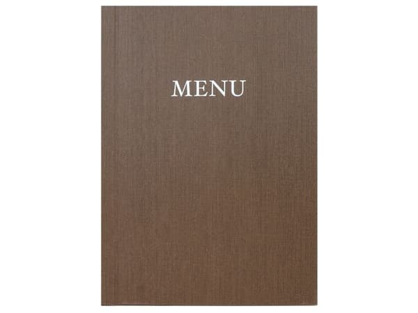 Modern A4 MENU hårdt omslag med klemryg, marron