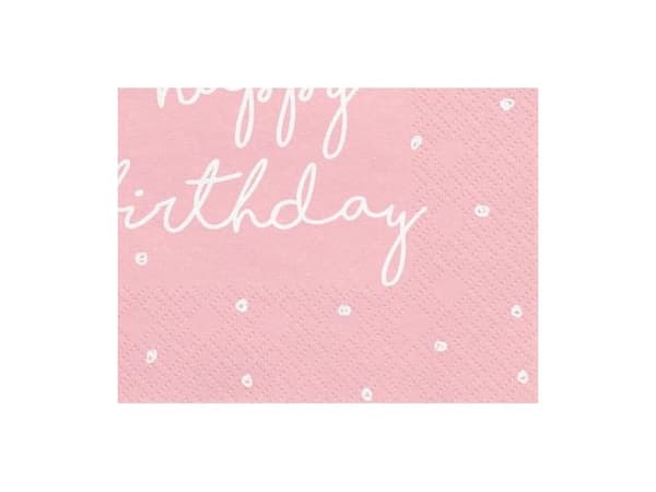 Happy birthday servietter, lyserød