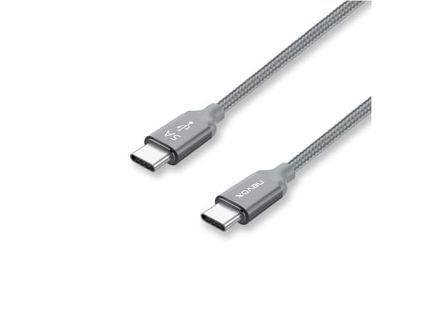 nevox 1653, 1 m, USB C, USB C, USB 2.0, 0,48 Gbit/s, Grå, Sølv