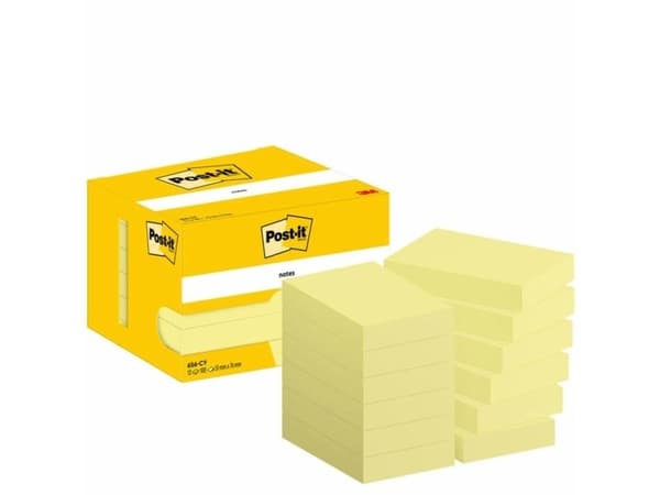 Post-it Notes Canary Yellow, 51 x 76, gul, pakke a 12 stk