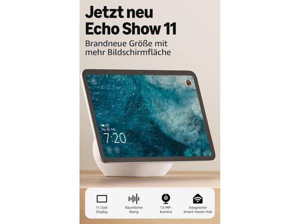 Amazon Echo Show 11 - Smart display - LCD 11" - trådlös - Wi-Fi 6, Bluetooth - Appkontrollerad - vit