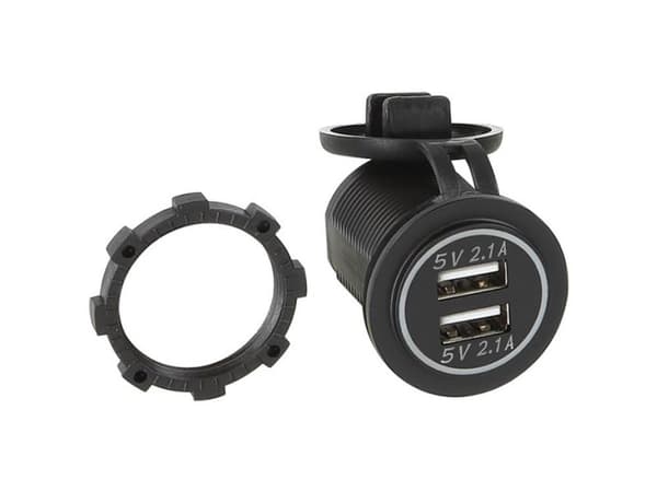 USB-lataussovitin 12/24v w/sininen valo