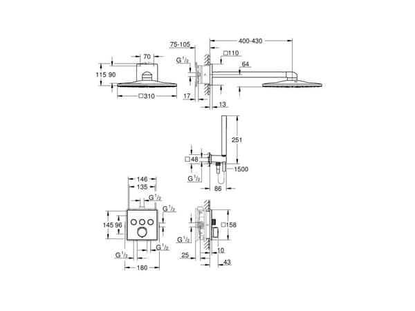 Grohe Precision SmartControl – Innebygd dusjsystem med Vitalio Smartactive 310 Cube, krom