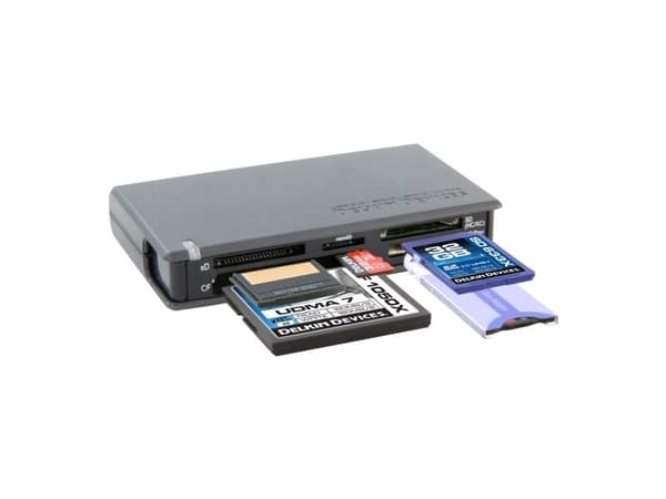 Delkin DDREADER-42, Compact flash (CF), CF typ II, Memory stick (MS), MicroDrive, MicroSD (TransFlash),..., Svart, 5000 Mbit/s, FCC, CE, USB 3.2 Ge...