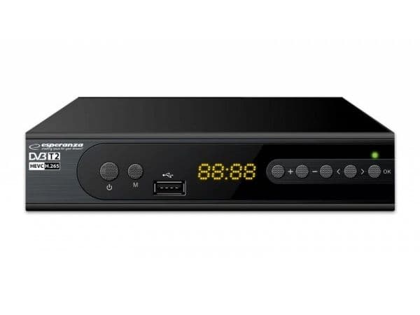 Esperanza EV106P Digital DVB-T2 H.265/HEVC-tuner, sort