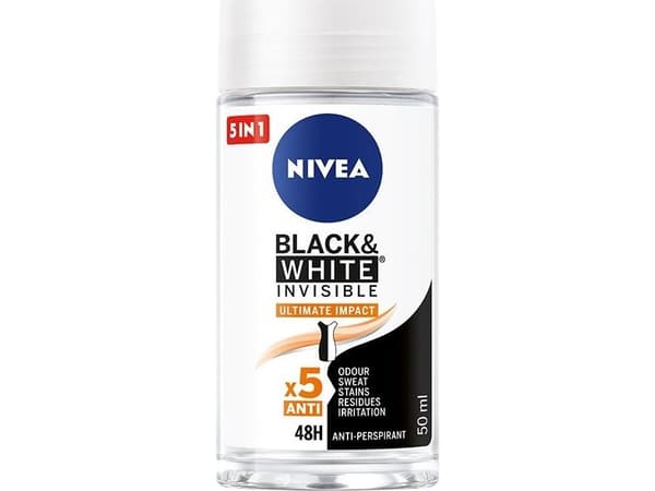 Nivea deodorant BLACK& WHITE INVISIBLE Ultimate Impact 5-i-1 roll-on 50 ml