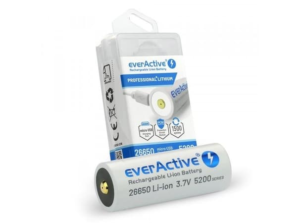 EverActive-batteri 26650 3,7V Li-ion 5200 mAh micro USB