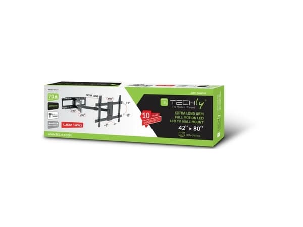 Techly veggfeste for LCD/LED 42"-80", 70 kg, roterbart