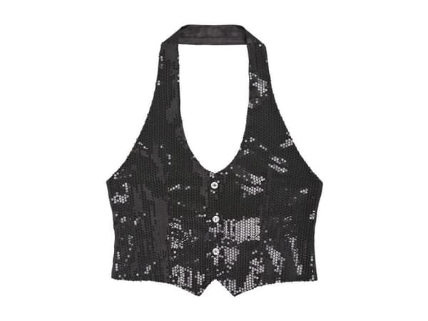 Sort pailletvest dame